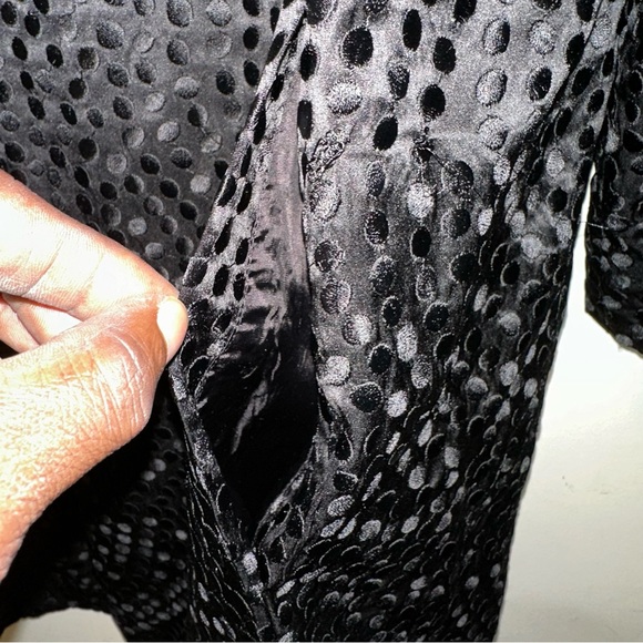 Eileen Fisher Silk Jacket Womens Med Black Polka Dot Long Sleeve Mid Length Goth - Picture 6 of 10
